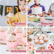 Miliocry 50入組花形標準鬆餅紙套,防油紙杯蛋糕紙套,適合婚禮、生日、嬰兒派對或假日派對等場合 - 紫色 - 查看 5