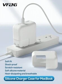Vfeng軟硅膠140瓦充電器保護套套套裝,適用於2023 Macbook Pro 16英寸m2 A2780 2022 2021 A2485 M1 Pro / Max帶touch Id 140w電源適配器套,海軍藍色 - 白色 - 查看 1