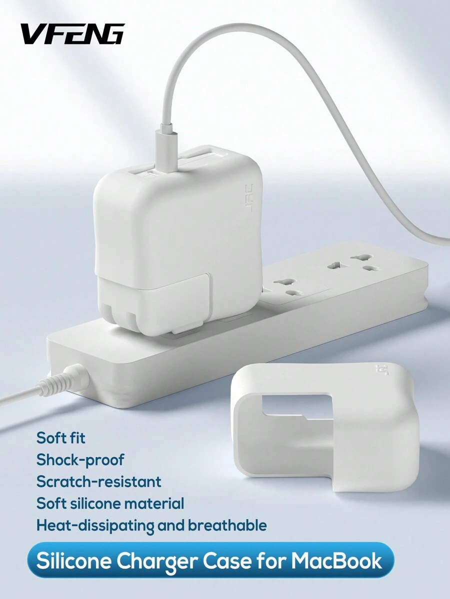 Vfeng軟硅膠140瓦充電器保護套套套裝,適用於2023 Macbook Pro 16英寸m2 A2780 2022 2021 A2485 M1 Pro / Max帶touch Id 140w電源適配器套,海軍藍色 - 白色 - 查看 1