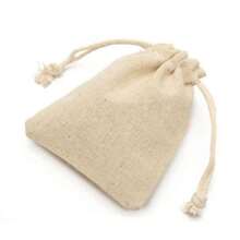 50pcs Linen Drawstring Bag In Natural Color - Light Yellow - View 6