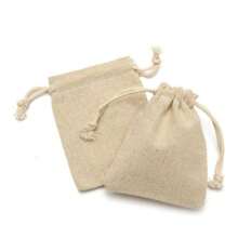 50pcs Linen Drawstring Bag In Natural Color - Light Yellow - View 5