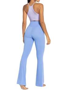 女士高腰喇叭瑜伽褲，柔軟彈性丁桃臀瑜珈緊身褲，30英寸內長，塑形腰部