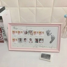 1 件浅粉色婴儿 12 个月大手脚印纪念相框婴儿成长记录创意相框婴儿派对复活节礼物适合女孩/男孩 - 淺粉色 - 查看 6