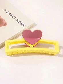 1入款女士時尚多用途心形設計大號髮夾,可以裝飾髮髻或捲髮 - 黃色 - 查看 2