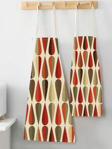 1入組亞麻印花圍裙 - 彩色 - 查看 3