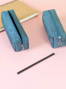 1個大容量極簡風格牛津防水學生特用文具筆袋 - 霧霾藍 - 查看 4