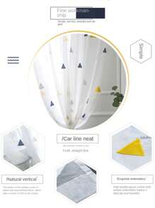 1 Panneau Rideaux En Tulle Brodé Géométrique Jaune Pour Le Salon, Tissu En Maille Tulle Pour La Chambre D'enfant, Cortinas En Fil