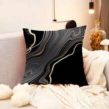 1pc Marble Pattern Pillow Case, Nordic Simple Sofa Cushion Cover, Living Room Decor, Bedroom Decor, Single-Sided Printed Throw Pillow Cover - Multicolor - View 6