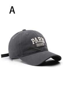 1件 有字母巴黎刺繡的時尚棒球帽，街頭風格