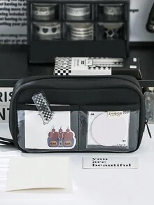 1pc Transparent Volcano Shape Pencil Case, Multi-Layer Functional Large Capacity Stationery Storage Bag For Students - Beige - View 4