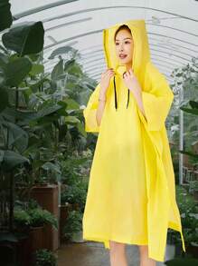 1PC Waterproof EVA Rain Poncho, Yellow Non Disposable Women Raincoat For Hiking - Yellow - View 1