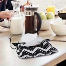 1pc Portable Wet Wipes Box, Plastic Refillable Wet Tissue Bag, Waterproof Eva Wet Tissue Bag, Portable Flip Cover Self-Sealing Wet Tissue Packing Bag, Travel Tissue Bag, Living Room/Bedroom/Bathroom Accessory - Black and White - View 5