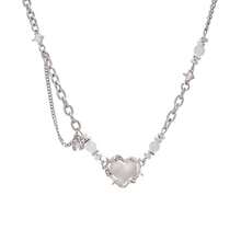 1pc Sweet & Cool Thorn Heart Necklace For Women, High-End Minimalist & Versatile Collarbone Chain - Silver - View 5