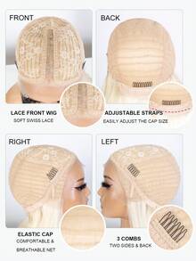 NOBLE 金色蕾絲前髮綜合髮613顏色直髮蕾絲前髮綜合髮熱防焦劑蕾絲前髮無膠定型 - 金色 - 查看 8