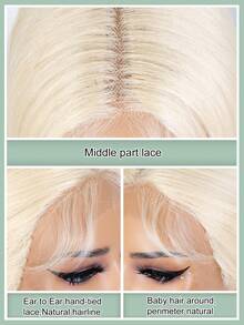 NOBLE 金色蕾絲前髮綜合髮613顏色直髮蕾絲前髮綜合髮熱防焦劑蕾絲前髮無膠定型 - 金色 - 查看 5