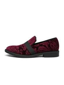 Men Dress Tuxedo Shoe Slip-On Classic Patent Leather Loafers For Formal Events And Special Occasions Christmas Style - 酒紅色 - 查看 3