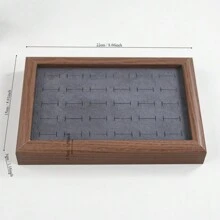 1pc Wooden Ring Tray For Necklace Display, Retro Style Male/Female Ring Storage Plate, Ideal For Daily Use Jewelry Display Prop - Grey - View 9