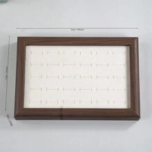 1pc Wooden Ring Tray For Necklace Display, Retro Style Male/Female Ring Storage Plate, Ideal For Daily Use Jewelry Display Prop - Grey - View 7