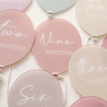Baby Acrylic Milestone Balloon Card In Modern Color, 13 Pcs, Multifunctional Baby Milestone Photo Prop, Suitable For Baby Memorial Photography Props Baby Shower Family Decorations Gifts Baby Shower Easter Gifts Things For Girls/Boys - Multicolor - View 8