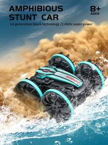 水陸兩棲遙控車,2.4ghz手勢感應4wd遙控船,360°旋轉防水遙控特技車,適合4-12歲兒童禮物,適用於各種地形,海灘、泳池、水中玩具 - 綠色 - 查看 2