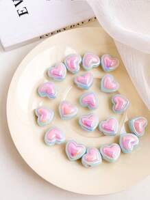 chenming 15入組多種顏色的塑膠愛心珠子,非常適合學生日常佩戴和節日diy工藝品製作 - 15pcs - 查看 9