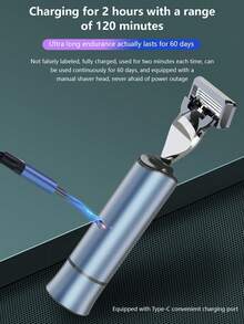 多功能可水洗刮鬍刀,男士手動和電動刮鬍刀 - 藍色 - 查看 9