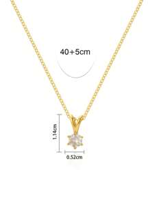 1入組純銀(S925)金色經典圓形方晶鋯石吊墜項鍊適合女士-優雅,多用途禮品