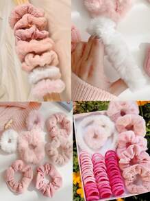 58PCS Women's Plush Hair Accessories Set, Including Hair Bands, Loops, And Ropes, Suitable For Daily Wear, Makeup, And More,Hairstyle And Clothing Matching - Multicolor - View 11