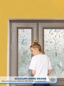 1pc Tulip Pattern Privacy Window Film, Rainbow Removable Window Sticker, 17.5x78.7in 3d Decorative Electrostatic Glass Film - Heat Control Uv Block, For Door, Window And Glass Decoration - Translucent - View 7