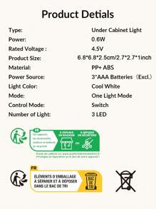 BASIC LIVING 6pcs Wireless Closet Cabinet LED Touch Light-Bright White - White - View 9