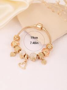 1pc Versatile & Stylish Valentine's Day Heart Series Beaded Bracelet, Flower Design, Suitable For Women Daily & Dating Wear Valentines,Mom,Mother,Mother's Day,Gift - Multicolor - View 4