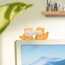 可愛的辦公桌上的貓咪情侶裝飾品,創意情人節、婚禮、節日、裝飾禮品,一對帶有貓元素的kiss雕像適用於家居裝飾 - 貓咪親吻擺件 - 查看 3