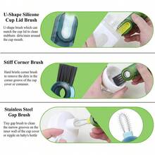 1入可攜式u型多功能杯子刷,適用於家用廚房杯子、嬰兒奶瓶、瓶蓋和縫隙清潔（3合1） - 綠色 - 查看 3
