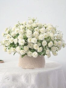 1PC/3PCS Artificial Flowers Silk Carnation Bride Bouquet Fake Plants Room Decor Fall Decor Fake Flowers Garden Autumn Decor Centerpieces Vase For Home New Year's Decor Outdoor Garden Wedding Bouquet Living Room DIY Candy Box Garland Fake Plants Household Products, Valentine Day, Gift - White - View 4