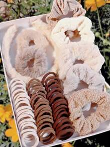 58PCS Women's Plush Hair Accessories Set, Including Hair Bands, Loops, And Ropes, Suitable For Daily Wear, Makeup, And More,Hairstyle And Clothing Matching - Multicolor - View 13