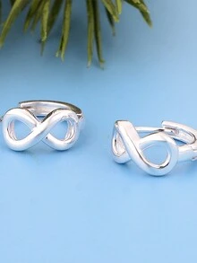 1 đôi Đơn giản 925 sterling bạc Hình tám Váy rộng Vòng khuyên tai , Không giới tính Quà sinh nhật - XY0048 - Xem 3