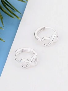 1 đôi Đơn giản 925 sterling bạc Hình tám Váy rộng Vòng khuyên tai , Không giới tính Quà sinh nhật - XY0048 - Xem 4