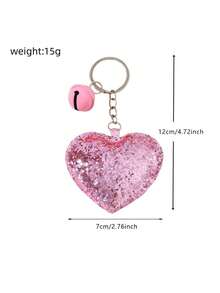 Glitter Heart Shaped Bag Accessory Children's Cute Keychain Pendant - Pink - View 5