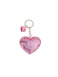 Glitter Heart Shaped Bag Accessory Children's Cute Keychain Pendant - Pink - View 4