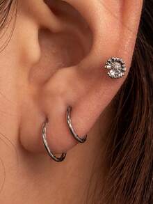 1pc Fashionable Personalized Stainless Steel Daisy Flower Cartilage Stud Piercing For Ear - Silver - View 6