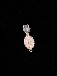 1pc DIY Pink Rhinestone Virgin Mary Pendant, Phone Dust Plug Compatible With IPhone/Type C/Android/Charging Port Plug - Pink - View 12
