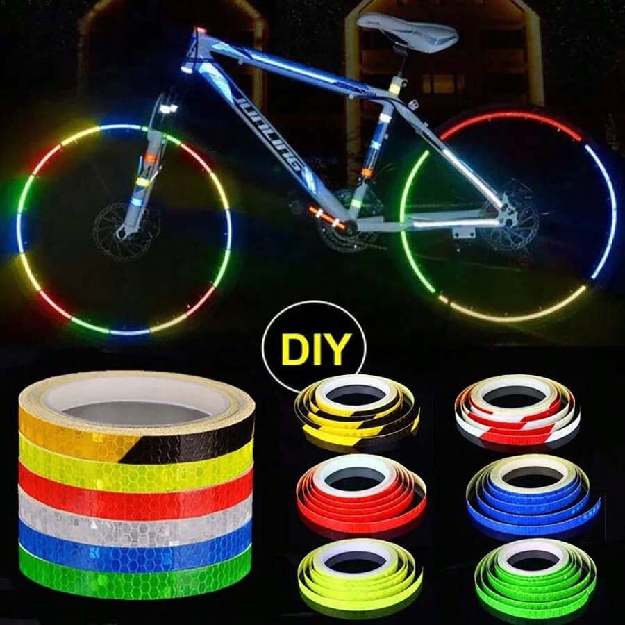 1 件 1*8 公分自行車彩色反光貼紙夜間騎乘安全警示 - 紅白色 - 查看 1