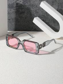 1pair Women's Square Frame Fashion Glassesable And Versatile For Summer Outfits - Multicolor - View 5