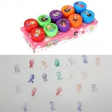 10入組兒童diy自動墨水印章套裝,適用於萬聖節、感恩節、聖誕節的相簿裝飾、插畫、相片書製作 - 彩色 - 查看 3