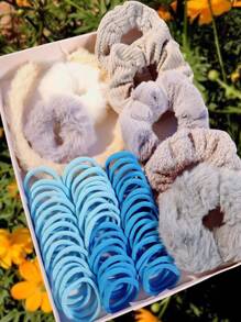 58PCS Women's Plush Hair Accessories Set, Including Hair Bands, Loops, And Ropes, Suitable For Daily Wear, Makeup, And More,Hairstyle And Clothing Matching - Multicolor - View 14