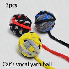 3入組貓玩具,帶尾巴吊著的毛線球