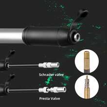 1入便攜式小型高壓自行車泵,籃球氣泵,適用於美式/法式氣閥,適用於山地/公路自行車附件 - 黑色 - 查看 6
