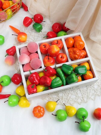 20Pcs Of Simulated Fruits And Vegetables For Home Decoration, Photo Props And Craft Exhibitions; Model Simulation Fruit Party Kitchen Wedding Decoration