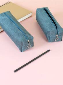 1個大容量極簡風格牛津防水學生特用文具筆袋 - 霧霾藍 - 查看 1