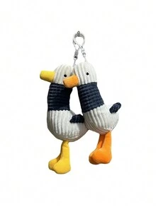 Plush Cute Cartoon Duck Doll Keychain & Fuel Duck Backpack Pendant - Blue and White - View 10